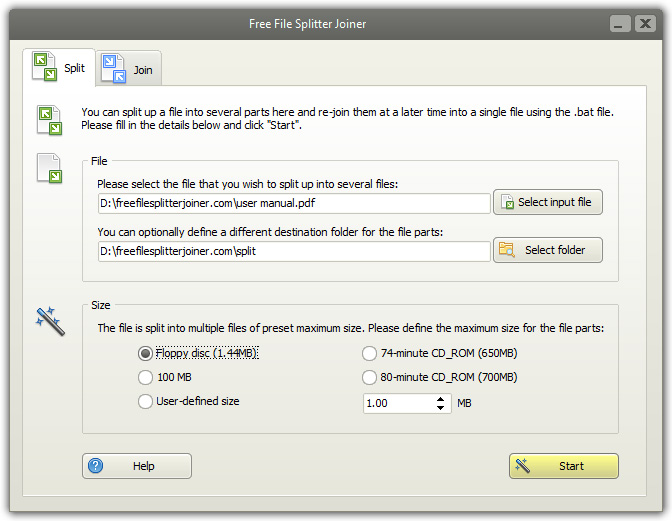 Free File Splitter Joiner Screenshot
